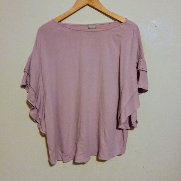 Chicos Flutter Sleeve Blouse-Size 3 / US 16/18-Lilac-Bateau Neck-Lightweight - Picture 1 of 9